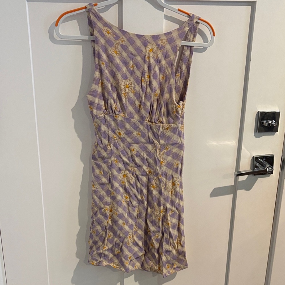 Kimchi Blue Lavender Gingham Daisy Mini Dress